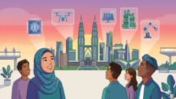 Visualisasi digital futuristik mewakili kerjaya teknologi masa depan Malaysia