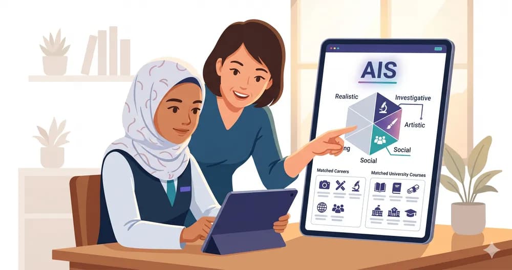 Laporan RIASEC penuh menunjukkan pemetaan kerjaya dan kursus
